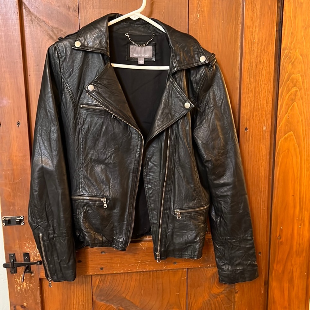 Timely Road Womens Leather Moto Jacket size M